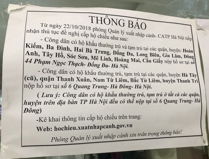 Cấp hộ chiếu tại Hà Nội